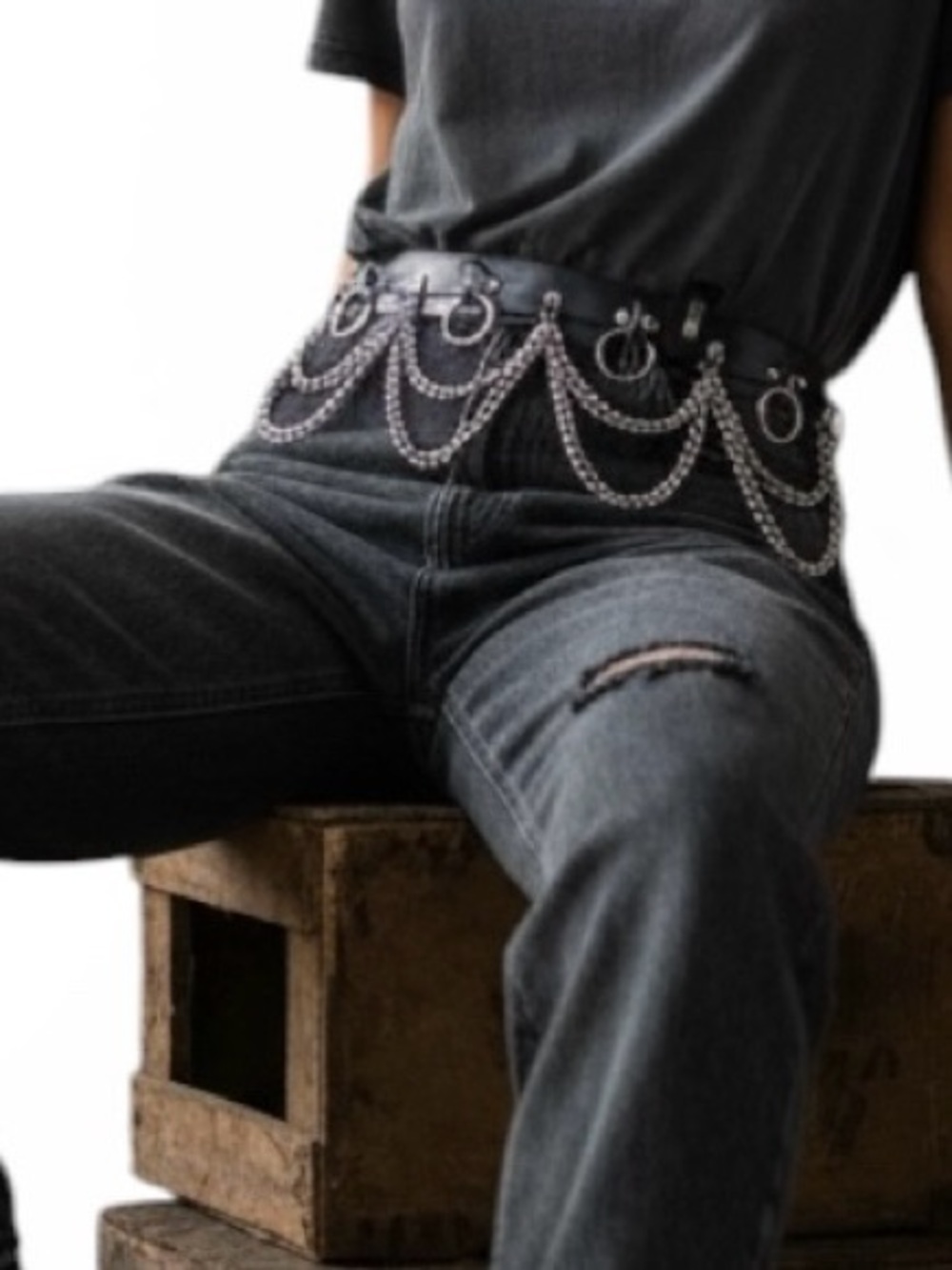 Silver Multi-Chain Belt with O-Ring Accents